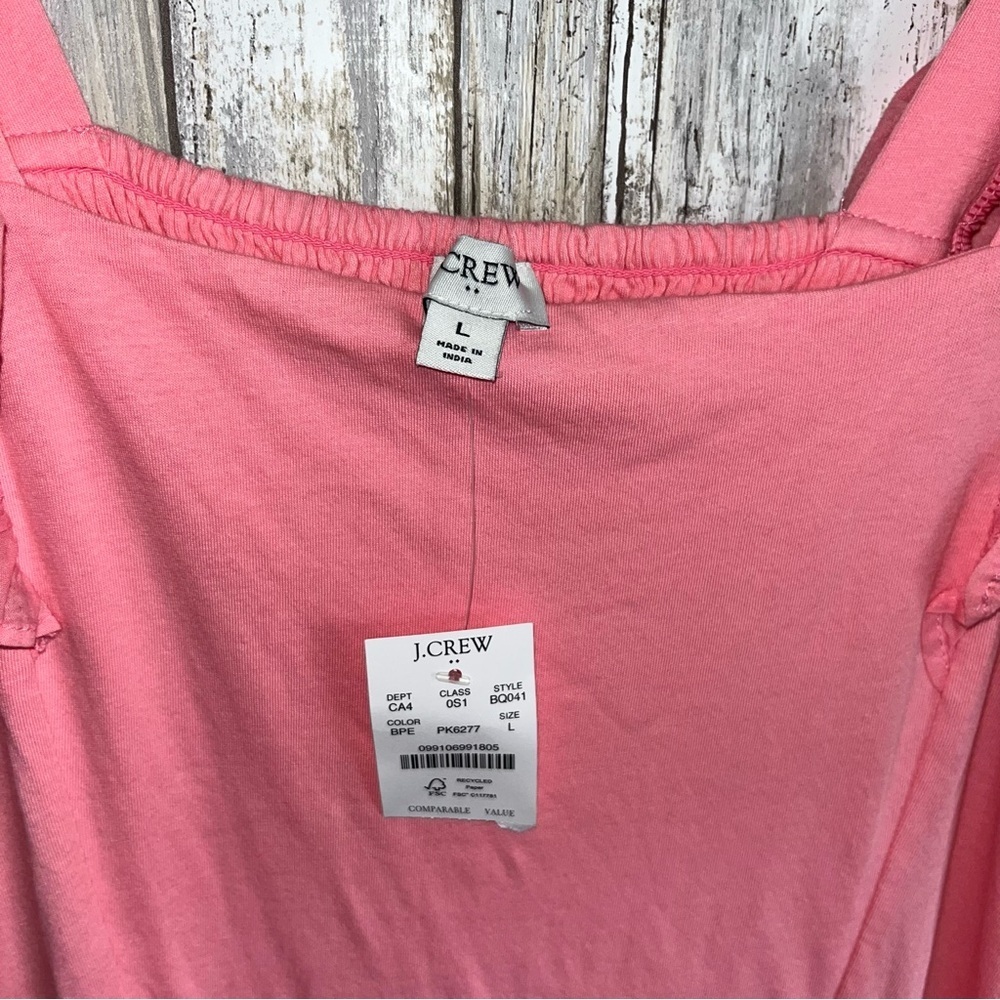 J.Crew Pink Eyelet Smocked Midi Dress Ruffle Sleeve Cottagecore NWT Size Large - Picture 7 of 7